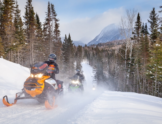 Snowmobilers in the Chic-Choc Mountains
